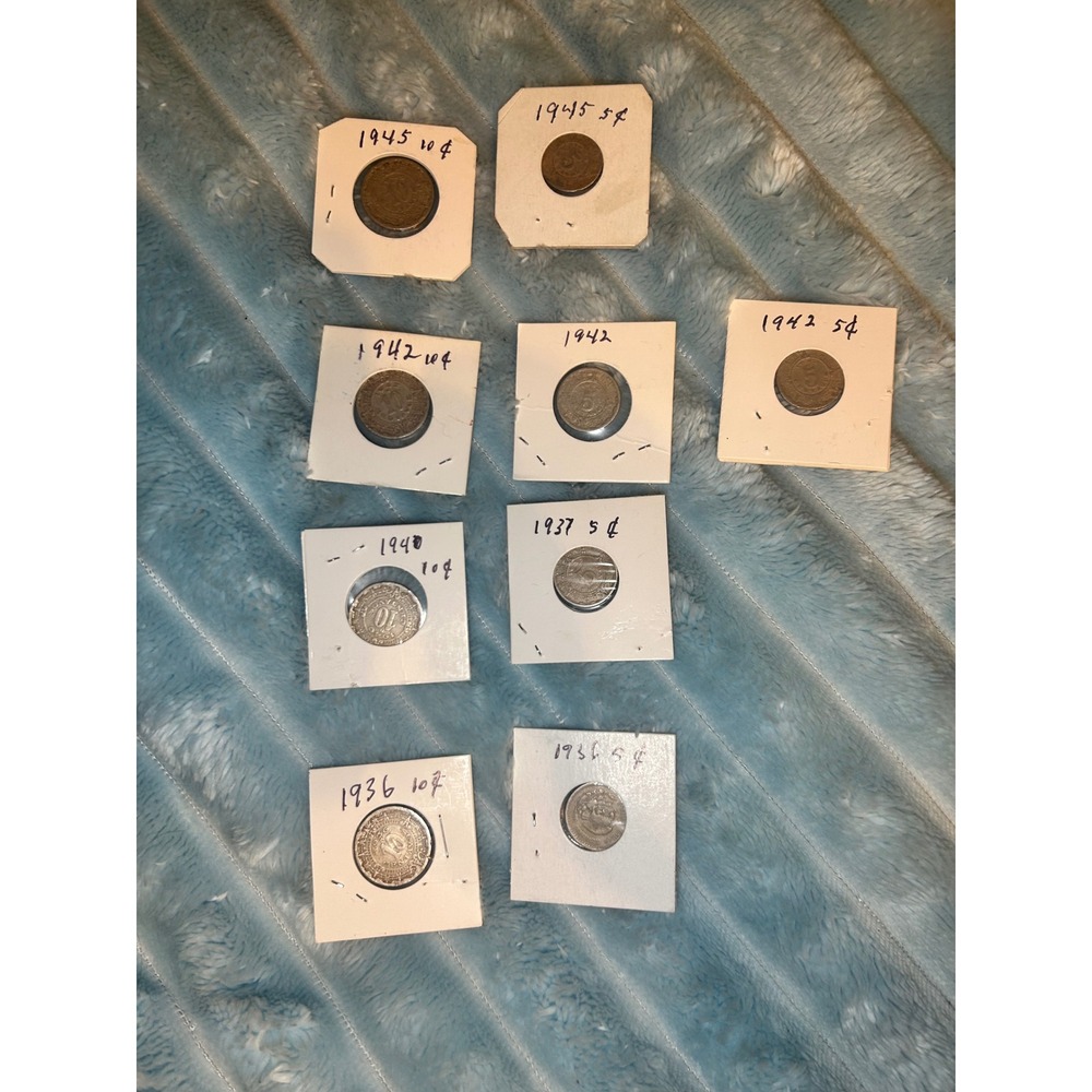 Mexico Vintage Coin Lot 1936-1945 5 & 10 Centavos Estados‎ Unidos Mexicanos 9pc
